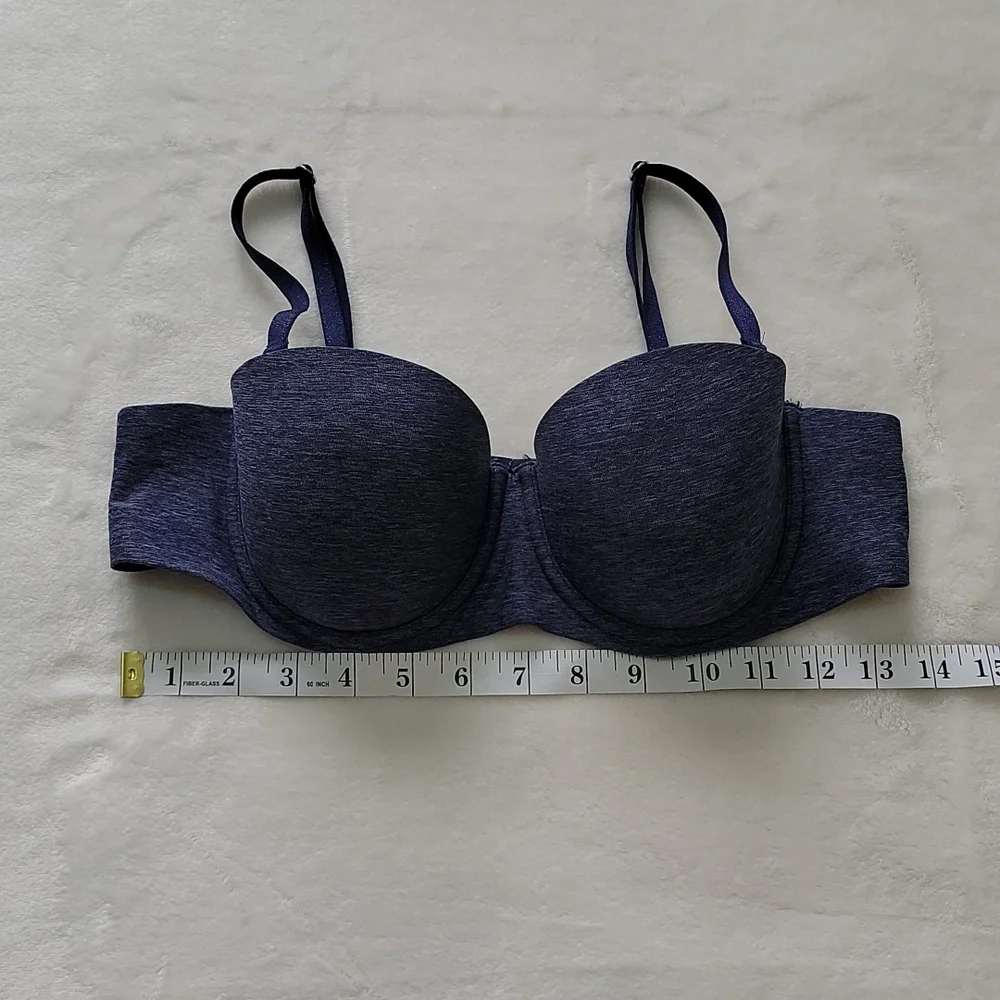 🧸 AERIE HEATHER NAVY DARK BLUE STRAPLESS OR STRAP T SHIRT COMFORT EVERYDAY BRA - Picture 3 of 8